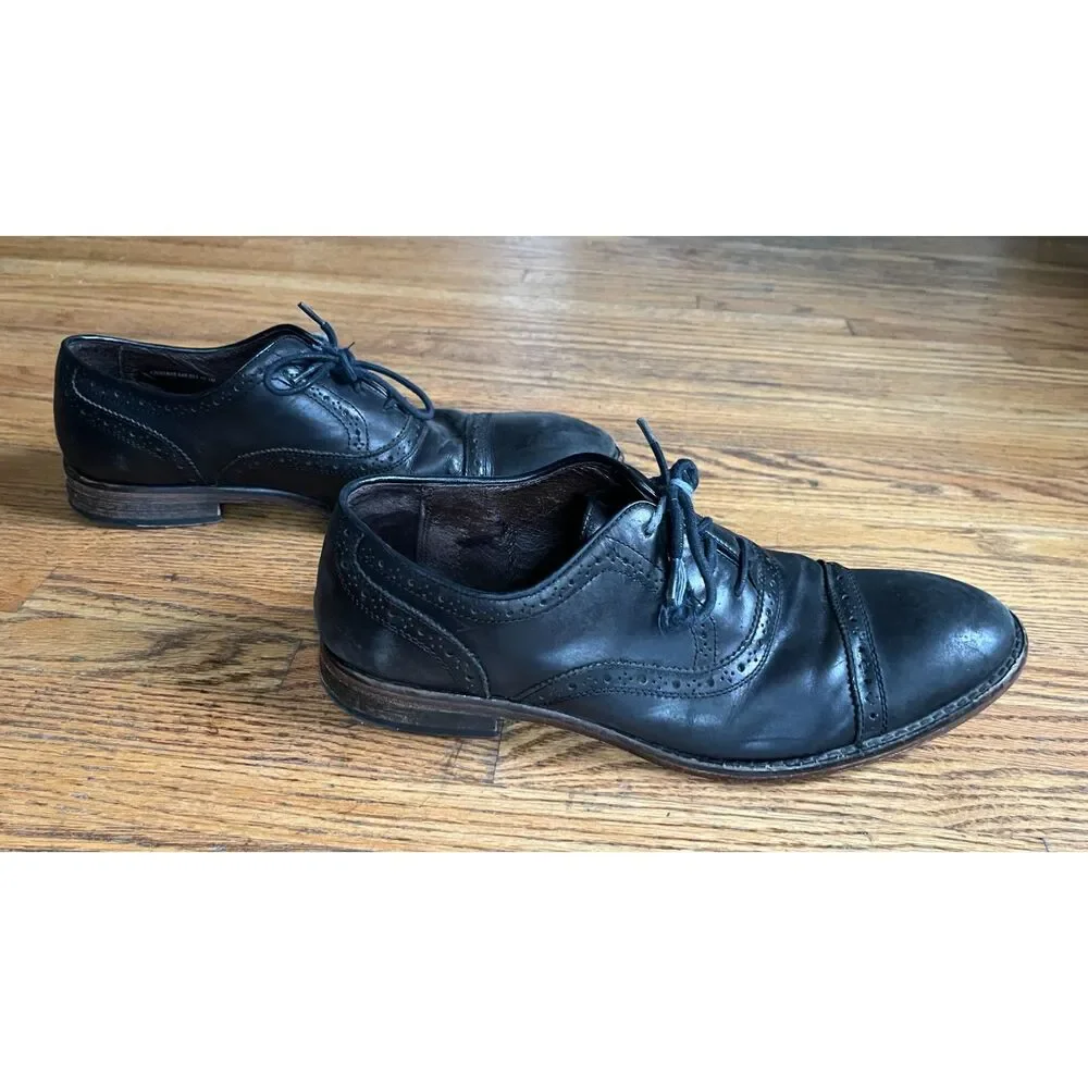 John Varvatos Star USA Black Oxford Brogue Leather Lace Up Shoes  Mens Size 10.5
